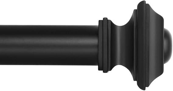 Ivilon Drapery Treatment Window Curtain Rod - Square Design 1 1/8 Rod. 48 to 86 Inch. Black