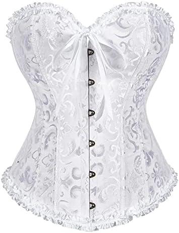 SZIVYSHI Corset Tops for Women, Bustier Shapewear Lingerie, Lace Waist Push Up Bodysuit, Large