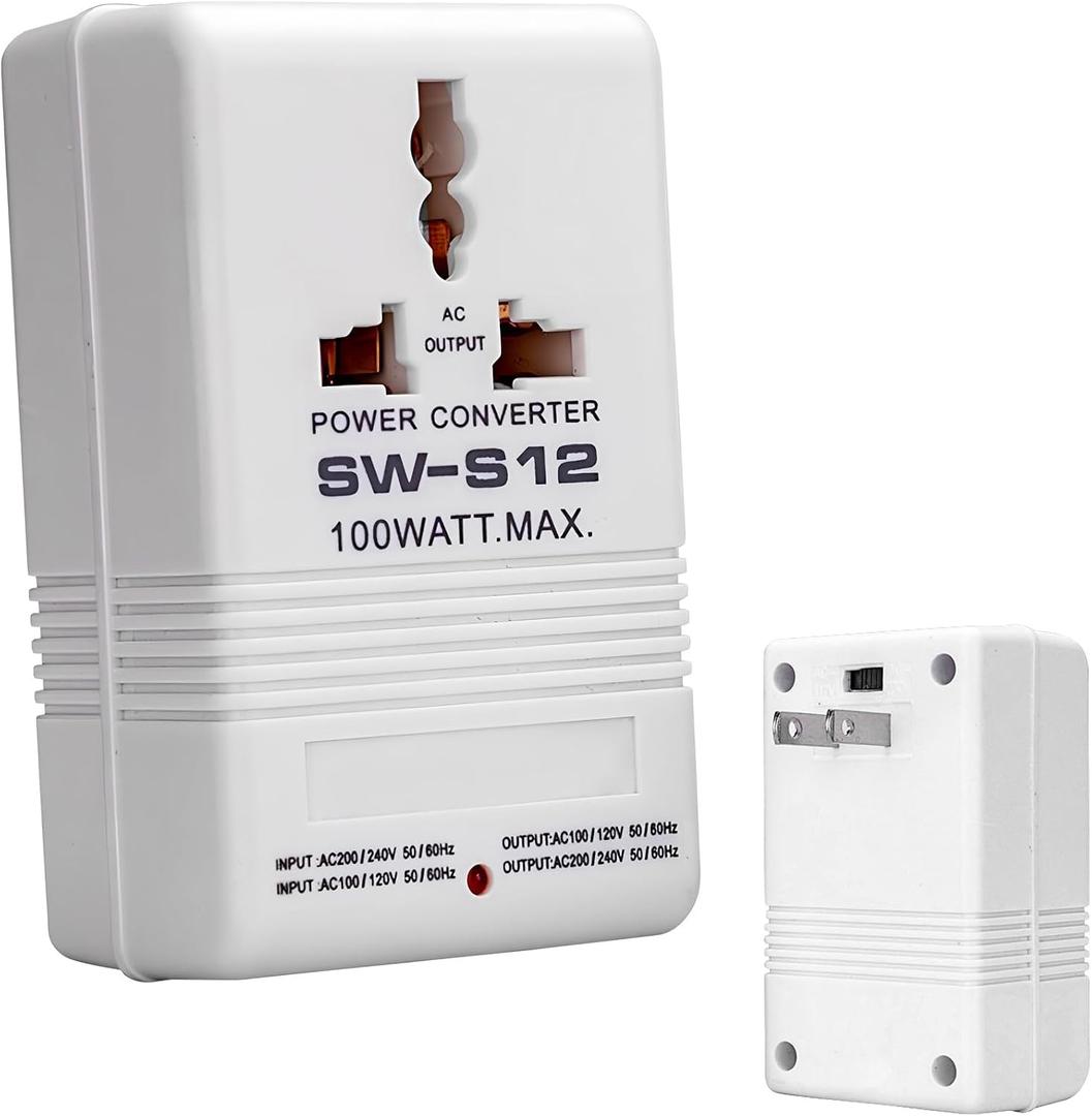 100W Two-Way Voltage Converter, AC 110V to 220V Step Up Voltage Converter, AC 220V & 110V Step Down Transformer, Universal Power Adapter Socket for Travel RV Camping, Small Appliances <50W