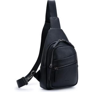 Alldaily Large Sling Bag for Women Crossbody Purse Leather Fashionable Trendy Chest Bag for Travel, Fanny Pack (Black)