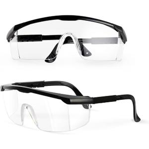 PACIFIC PPE 2 Pack Safety Glasses for Men and Women, ANSI Z87 Safety Goggles with Scratch Resistant Clear Wraparound Lenses, Adjustable Lab Goggles, UV Protection Lab Glasses, One Size