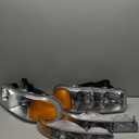 Headlight Assembly Compatible with 99-07 GMC SIERRA 1500 2500 1500HD 2500HD 3500HD/ 1999-2006 YUKON 1500 2500/2001 SIERRA C3, Chrome Housing 4PCS