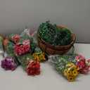 2 Set Outdoor Artificial Hanging Baskets, 32 Pcs Artificial Flowers Hanging Planters for Spring Summer Front Porch Patio Yard Garden Home Decor (Purple, Yellow, Hot Pink, Creamy White)