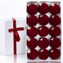 15PCS Red Velvet Flocked Christmas Ornaments, 3.15" Shatterproof Matte Balls for Xmas Tree Decor, Elegant Luxury Holiday Ornaments (Burgundy Red)