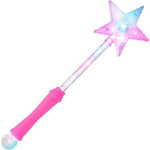 FlashingBlinkyLights Pink Super Star Princess LED Light Up Magic Wand for Kids
