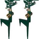 Hourleey 2 Pack Impact Sprinkler for Yard, Adjustable 360 Degree Zinc Alloy Sprinkler Head on Metal Step Spike, Heavy Duty Pulsating Water Sprinklers for Large Area Lawn Garden Irrigation
