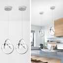 Modern LED Pendant Light Fixtures 4000K Pendant Lights Kitchen Island Lighting Adjustable Height Chrome Hanging Lamp for Dining Room Bedroom Living Room,2 Packs, Hardwired,2PACK