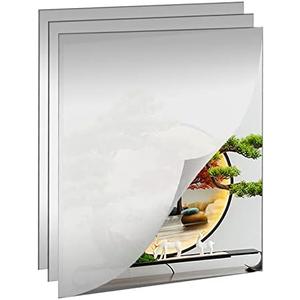 YUZUCMCM 3 pcs Wall Mirror Tiles - Self Adhesive, Acrylic, Flexible Plastic Mirror Sheets - Frameless Full Body Mirror - 18''x 12'' - for Bedroom, Bathroom, Living Room Decor