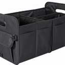 AOKJOY Car Trunk Organizer Car Storage Organizer Collapsible Multi Compartment Car Organizer Adjustable Straps Car Organizer for SUV(Black)