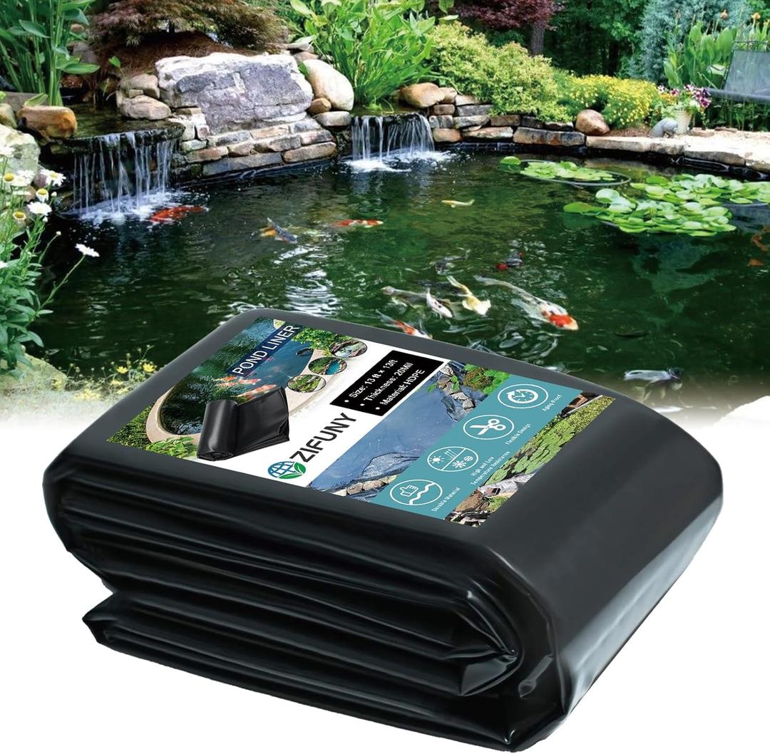 17x17ft Pond Liner with 20 Mils Thickness, UV Resistant Preformed HDPE Pond Liner Easy Cutting (17x17in)