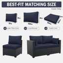 8p Outdoor Cushion Slipcovers Outdoor Patio Cushions Covers Replacement Waterproof with Zipper for 3-Seat Outdoor Rattan Sofa Patio Furniture Cushion Covers Navy Blue, Covers Only