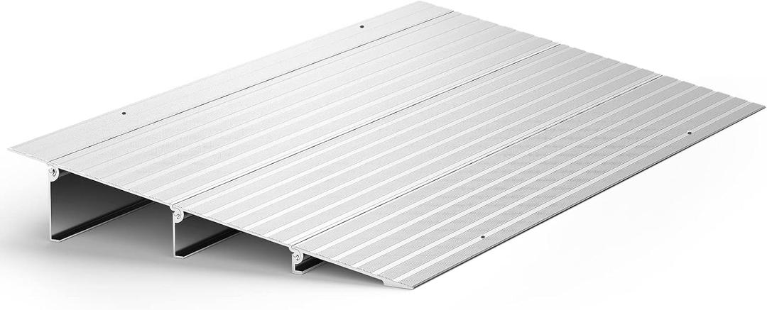 Door Threshold Ramp 3" Rise Door Ramp Aluminum Entry Ramp or Doorways Rated 800 lbs Load Capacity forWheelchair Scooters Power Chairs Walkers Metallic (3 Inch (Pack of 1))