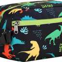 Bagseri Kids Snack Bag Boys - Small Reusable Mini Cooler Pouch, Insulated 3.9L Food Carrier with Buckle Handle for School and Daycare, Fits in Backpack, Black Dinosaur
