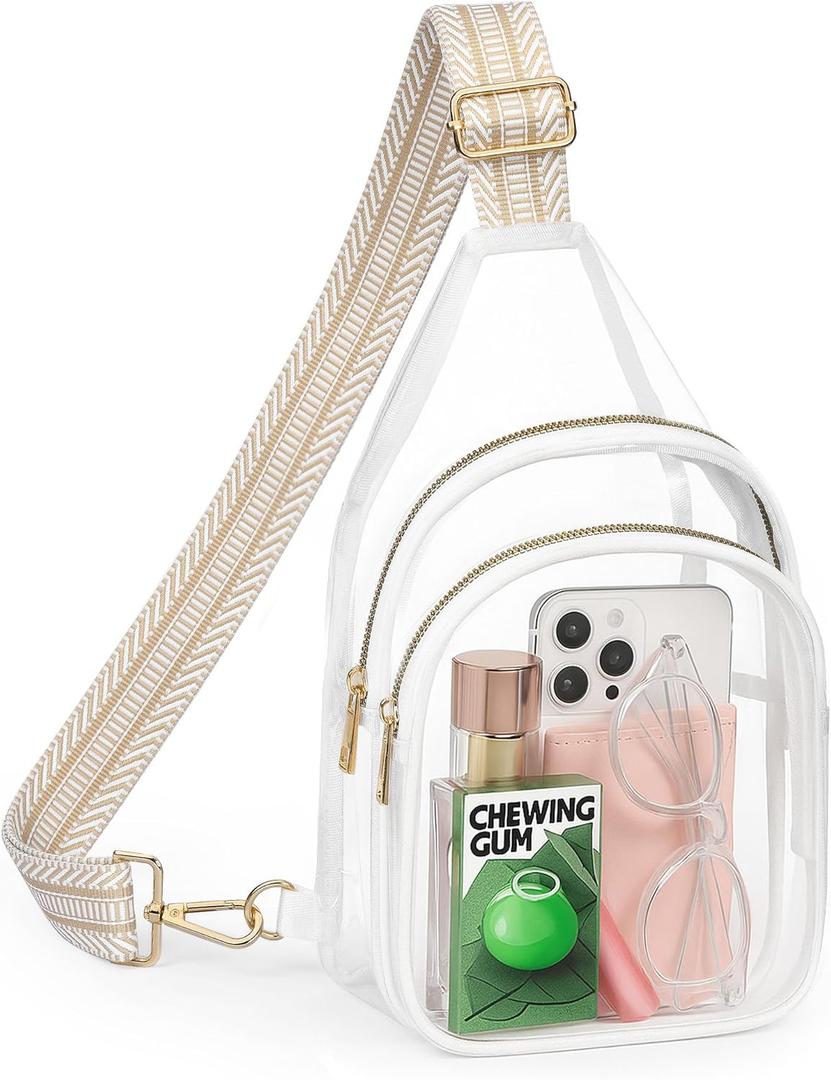 HULISEN Clear Sling Bag for Stadium Events, Clear Purse for Women, Stadium Approved Crossbody Handbag for Concerts Sports Fan