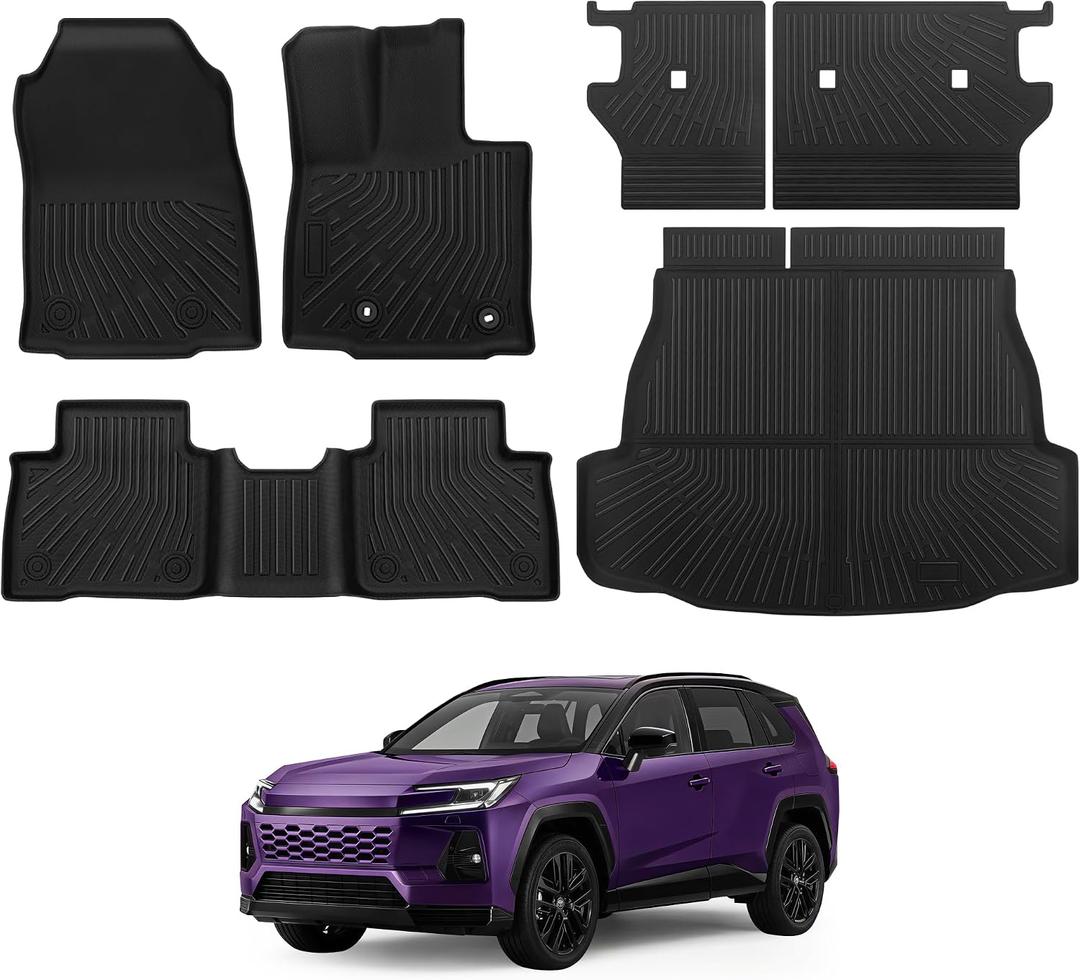 Floor Mats for Toyota RAV4 2026 Hybrid Full Set All Weather Floor Mats for Toyota RAV4 Accessories 2026 TPE Back Seat Cover Protector Trunk Frunk Mat(Not for Limited with Subwoofer and PHEV)