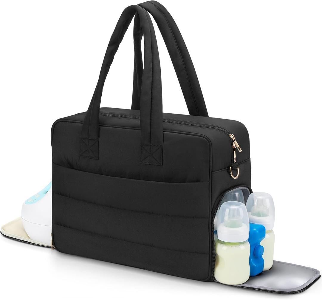 Breast Pump Bag with Insulated Breast Milk Cooler Pocket, Fits Spectra S1/S2 & Most Pumps, Water Resistant Work & Travel Tote with 15.6" Laptop Sleeve, Stroller Straps, Luggage Sleeve & Ice Pack
