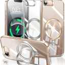 ESTPEAK CD Mag-Stand Case for iPhone 16e Case with Invisible Magnetic Ring, [Compatible with MagSafe] [Never Yellowing] Top Clear Phone Case Cover for iPhone 16e 6.1" Men Women, Clear