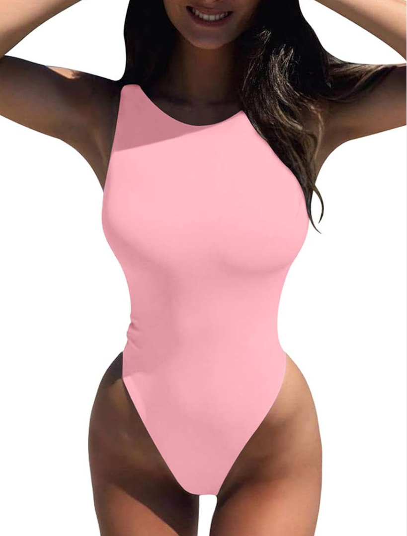 LCNBA Women's Sexy High Neck Sleeveless Bodysuit Basic Top Bodysuit Jumpsuit M