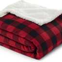 Eddie Bauer - Throw Blanket, Ultra-Soft Sherpa & Reversible Plaid Bedding, Throw Blanket for Couch or Bed (Red Check, 50" x 60")