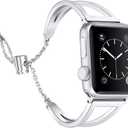 Secbolt Stainless Steel Bands Compatible with Apple Watch Band 38mm 40mm 41mm 42mm 44mm 45mm 46mm 49mm iWatch Series 11/10/9/Ultra/SE/8/7/6/5/4/3/2/1, Dressy Metal Bangle Bracelet Women