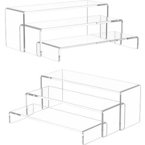 NIUBEE Acrylic Display Riser, 6 Pcs 12" Large Acrylic Risers, 2 Set Clear Rectangular Stands for Candy Dessert Cupcakes, Collectibles Display Stands Shelf for Display for Funko POP Figures