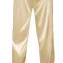 Betusline Women's Solid Color Drawstring Tie Elastic Waist Loose Satin Joggeing Pants with Pockets, Champagne, US X-Small 