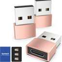 Syntech USB C Female to USB A Male Adapter 3 Pack, Type C Charger Cable Power Adapter Compatible with iPad Air 7, iPhone 17/16/15/14 Pro Max, Apple Watch Series 10/9, Samsung Galaxy S20 etc, Rose Gold