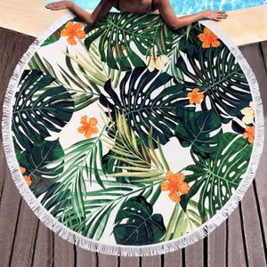 Benefeet Sox Tropical Print Beach Towel Round Microfiber Bohemian Boho Round Hawaiian Beach Blanket Oversized Sand Proof Absorbent Circle Swim Towels with Tassels Gifts for Women, 59 Inches Palm Tree