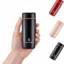 Giogo Small Thermo Bottle Mini Vacuum Insulated Water Bottle 200ml/6.8oz Water Flask Stainless Steel Thermal Water Bottles Thermo for Hot and Cold Drinks for Purse Handbag Pocket (Black)