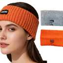 XEF Ear Warmer Headband for Women Winter Knit Elastic Wide Head Wrap Winter Ear Muffs Fashion Sports Headbands Sweatband Orange Grey
