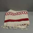 FRAMICS Farmhouse Linen Valance for Windows Boho Crochet Short Curtain with Tassel Country Red Valance for Kitchen Light Filtering Rod Pocket Window Treatment for Bathroom, 1 Panel, 52" W x 18" L