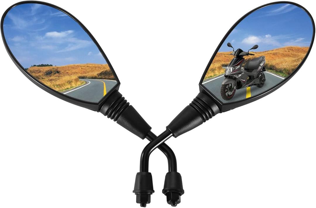 GOOFIT 8mm Clockwise Black Side Rear View Mirrors Replacement for Motorcycle Moped ATV GY6 Touring Bikes Sport Bike Racers Electric Scooter