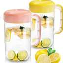 Jucoan 1 Gallon Plastic Pitcher with Lid, Large Water Drink Pitcher, Ice Tea Pitchers with Strainer Cover, Handles, Measurements for Party Sun Tea, Lemonade, Sangria, Cold Brew, Pack of 1