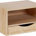 Kate and Laurel Hutton Modern Floating Shelf and Side Table, 12.5 x 10 x 7, Natural Wood, Modern Minimalist Floating End Table for Storage and Display