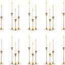 Nuptio Candlestick Candle Holders 30 Pcs Candle Stick Holder Gold Taper Candle Holder Candle Stand for Wedding Party Thanksgiving Halloween Birthday Mantel Baby Shower Table Centerpieces Decor