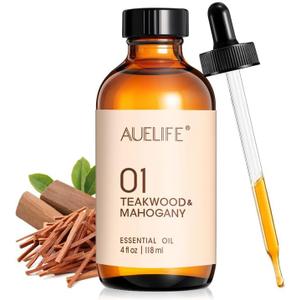 Teakwood & Mahogany Essential Oil, Fragrance Oil for Diffusers & Candle Making, 118ml (4 fl oz) Large Bottle, Long Lasting Wood Scent Oil for Home Fragrance, Soap & DIY