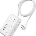 NTONPOWER Surge Protector Power Strip with 6 Outlets 4 USB Charging Station(2 USB C Port), 5 Ft Flat Plug Extension Cord, Outlet Extender for Indoor, Home, Office Supplies, Dorm Room Essentials (White)