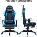 GTPLAYER Gaming Chair with Footrest, Ergonomic Computer Game Desk Chair, Reclining Gamer Chair Seat Height Adjustment, Swivel Rocker with Headrest and Lumbar (Blue), 22 inches x 22 inches x 47 inches