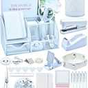 White Desk Accessories, 25Pcs White Office Supplies and Desk Organizers, with Tape Dispenser, Stapler, Staple Remover, Ect, Infuse Your Space with Porcelain Serenity, Back to School