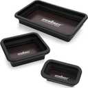 HORUSDY 3-Piece Magnetic Parts Tray Set, Tool Trays for Storage Organizer Screw, Bolts, Washers, Nuts and Small Tools. Tool Gifts for Men, Black