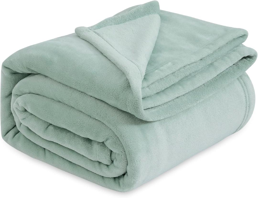 Bedsure GentleSoft Fleece Blanket California King Sage Green - Lightweight Plush Fuzzy Cozy Soft Bed Blankets, 102x96 inches