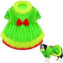 Glitopper Christmas Dog Costume Red Green Dog Outfit Lime Green Pet Outfit Velvet Furry Pet Costume Cosplay Christmas Dogs and Cats Clothes for Holiday Party Favors(Large)