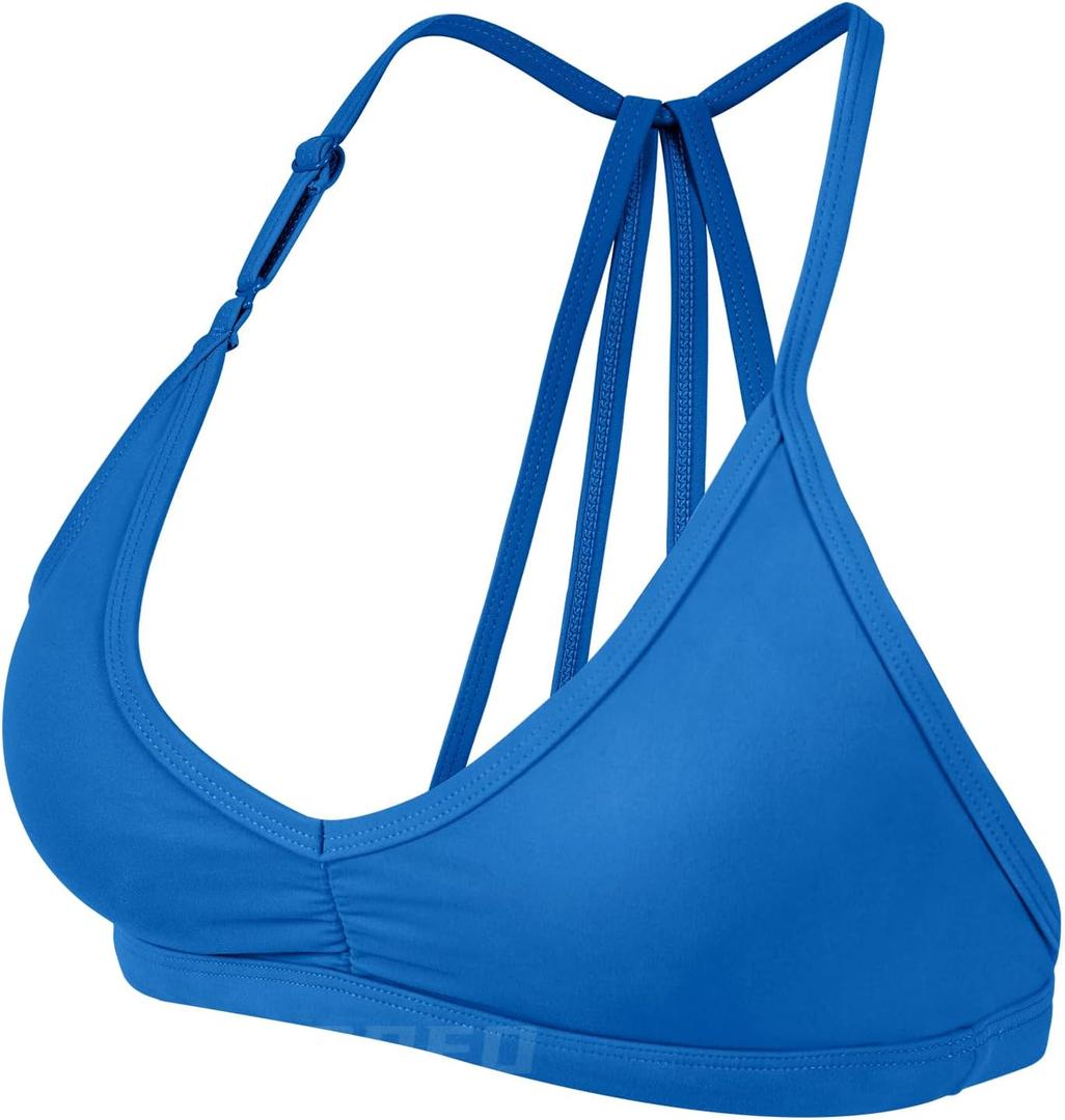 YEOREO CoreFlex Sports Bras for Women Padded Strappy Open Back Workout Top | Light Impact Criss Cross Bra Yoga Gym Crop Top (S)