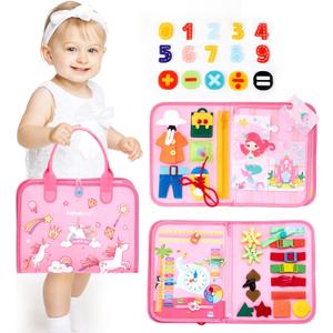 Hahaland Busy Board for Toddlers Boys Girls Montessori Toys for 3+ Year Old Preschool Educational Learning Activities Toddler Travel Toys for Ages 3 4 5 with Life Skill Number Color Weather