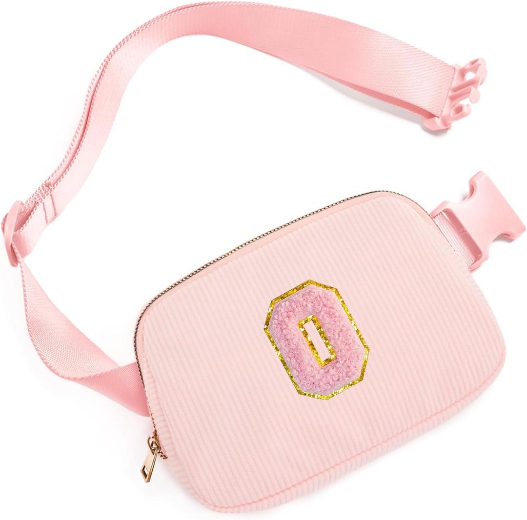 Gitus Gifts for 10-16 Year Old Girls: Christmas Gifts for Teen & Tween Girls - Sister, Her Women Fanny Pack with Initial Letter Patch Belt Bag Crossbody Bag (Light Pink-O)