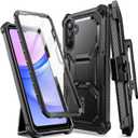 I-Blason Armorbox for Samsung Galaxy A15 5G Case with Kickstand & Belt Clip, Full-Body Rugged Bumper Case with Built-in Screen Protector (Black)