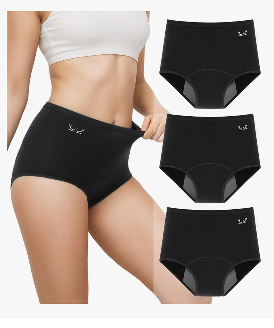 Benirap Period Underwear for Women Heavy Flow Leakproof High Waisted Cotton Panties Postpartum Menstrual Briefs 3 Pack M