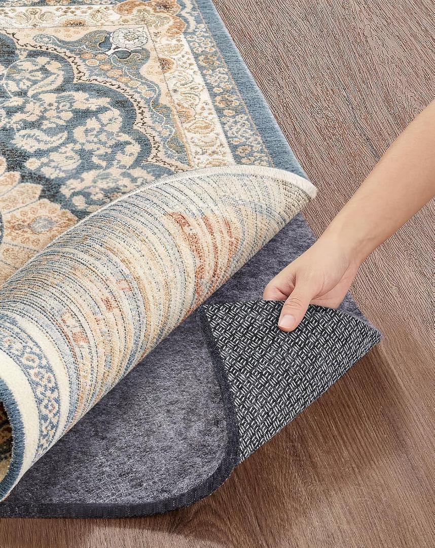 Veken Non Slip Cushioned Rug Pad Gripper 5 x 7 Ft, Felt and Silicone Backing, 1/4 inch Thick Carpet Liner for Hardwood Floors and Finishes, Under Area Rugs Anti Skid Mat, Keep Rugs Safe and in Place 5' x 7' (Rectangular), 1/4" Thick