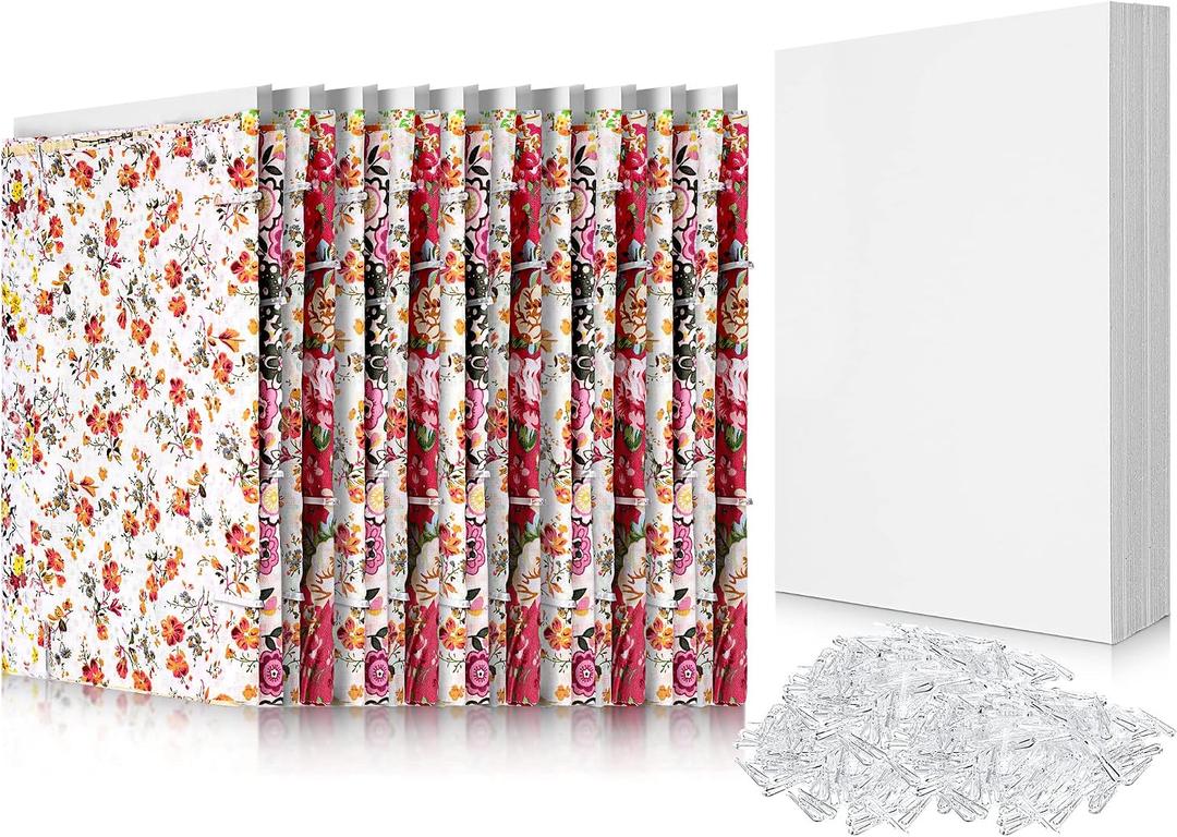 Teling 7.5 x 10.5 Inch Comic Book Boards Fabric Backing Board and U Shape Plastic Alligator Clips Poster Board for Folding Cloth and Storing Fabric Storage(100 Set)