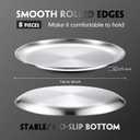 Thenshop 8 Pieces 6 Inch Pizza Pans Bulk Stainless Steel Sets Round Bakeware Pizza Trays for Oven Kitchen Baking Home Restaurant Safe Sturdy Reusable Easy Clean (Matte Silver)